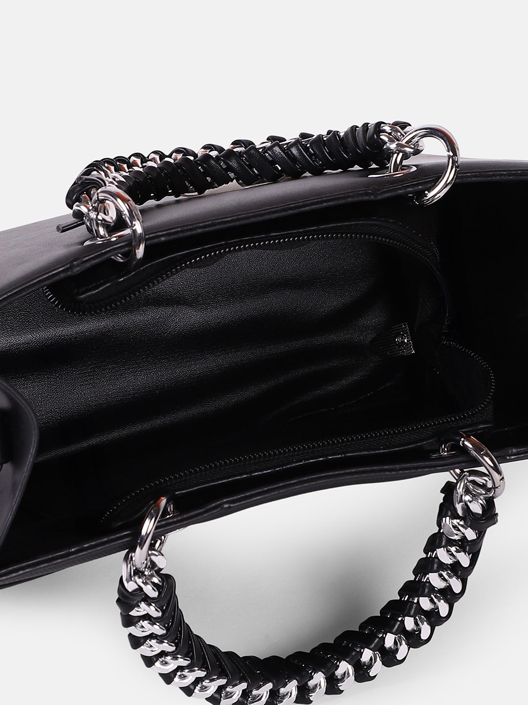 The Overlap-Chainlink Hand Bag - Onyx Black