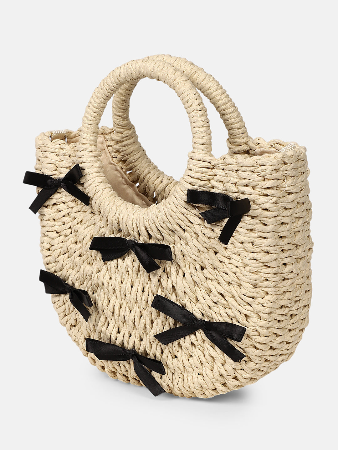 The Bow-Straw Hand Bag - Desert Sand