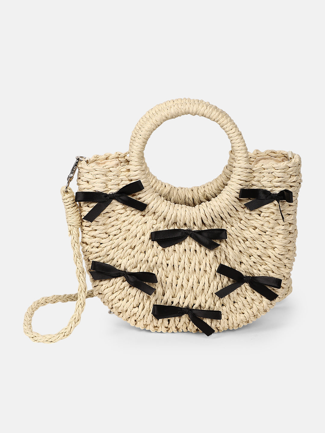 The Bow-Straw Hand Bag - Desert Sand