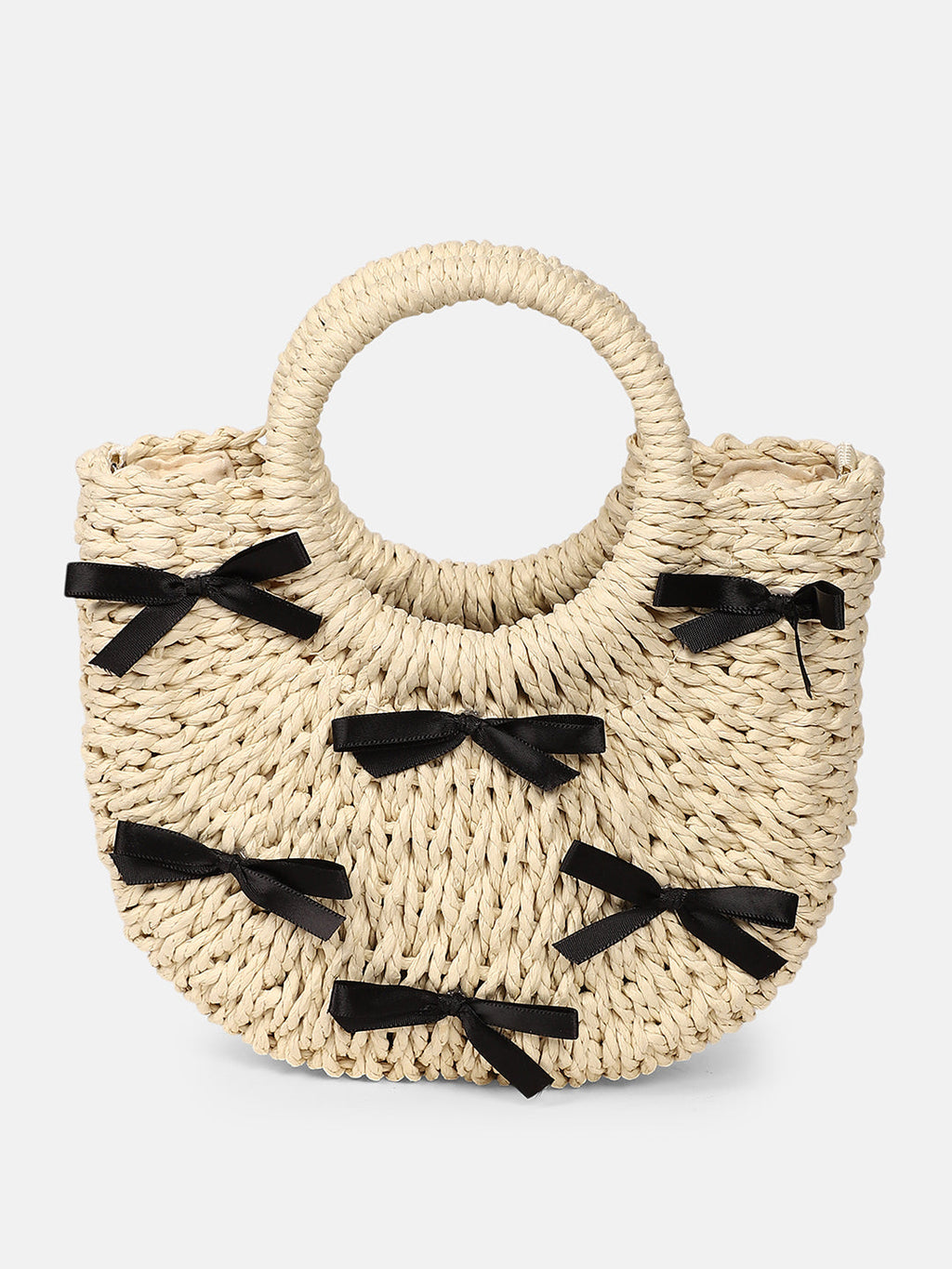 The Bow-Straw Hand Bag - Desert Sand