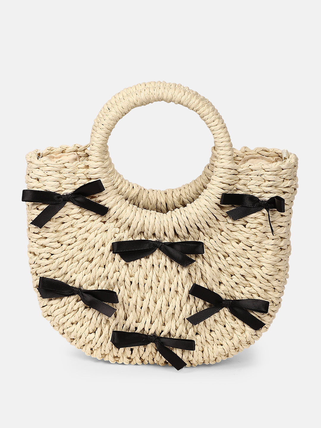The Bow-Straw Hand Bag - Desert Sand