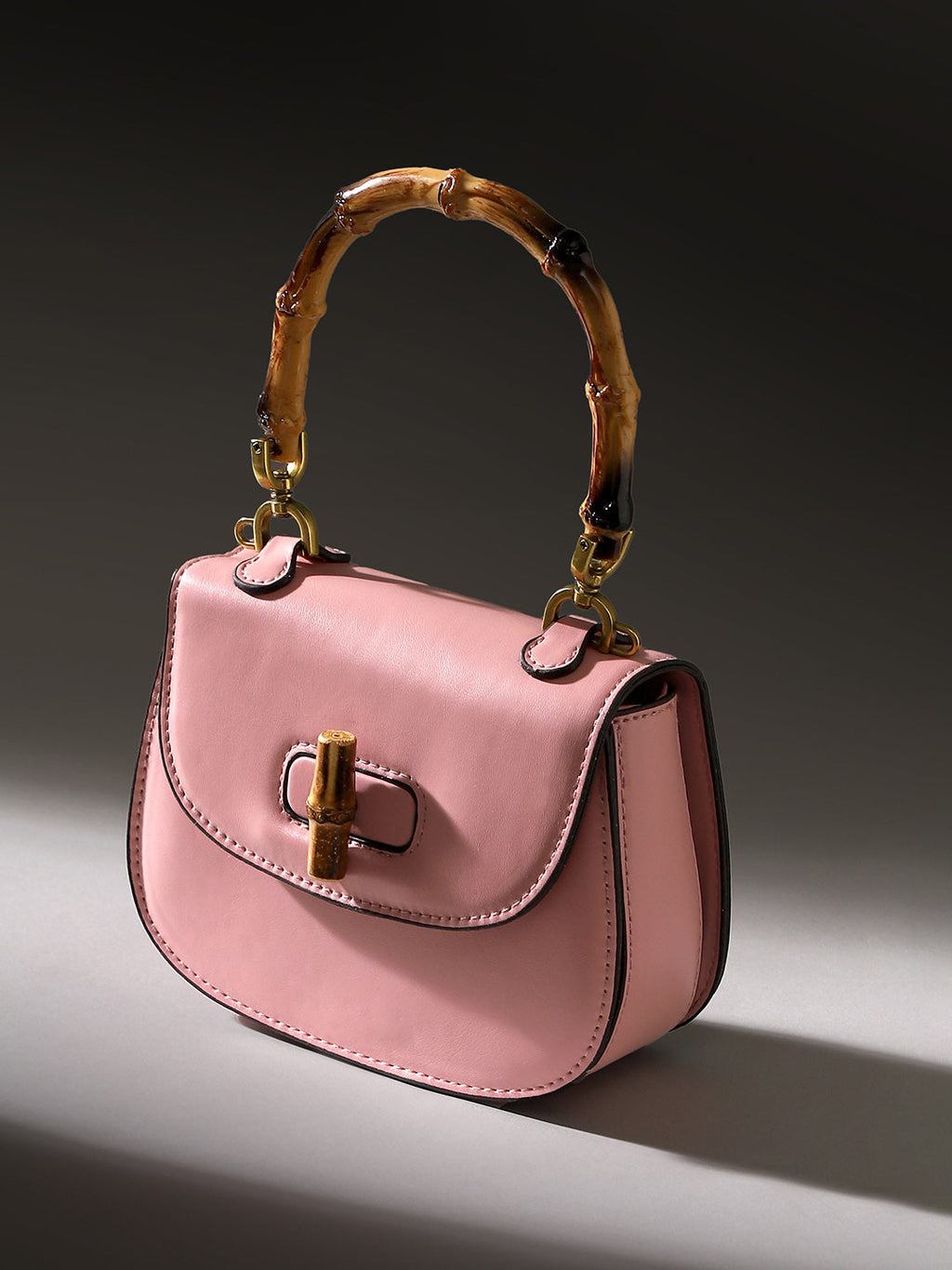 The Bamboo-Curve Hand Bag - Blush Pink
