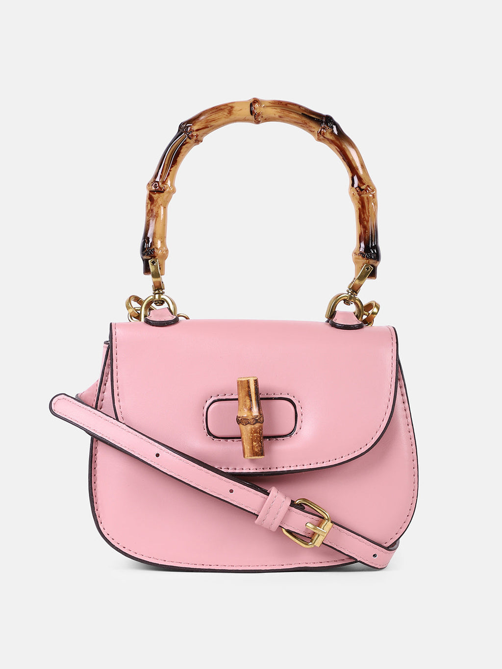 The Bamboo-Curve Hand Bag - Blush Pink