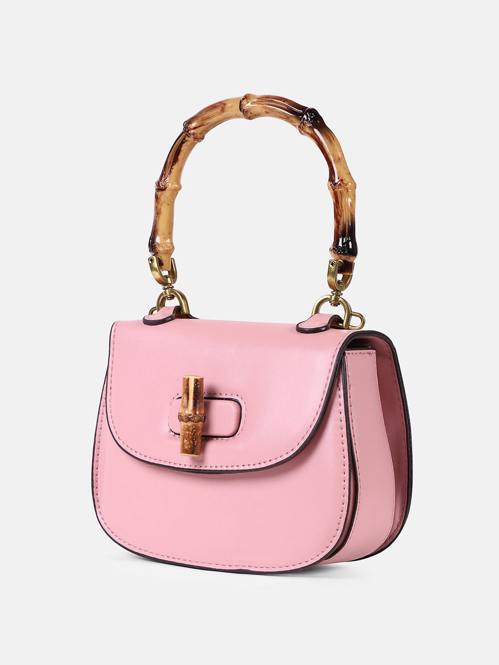 The Bamboo-Curve Hand Bag - Blush Pink