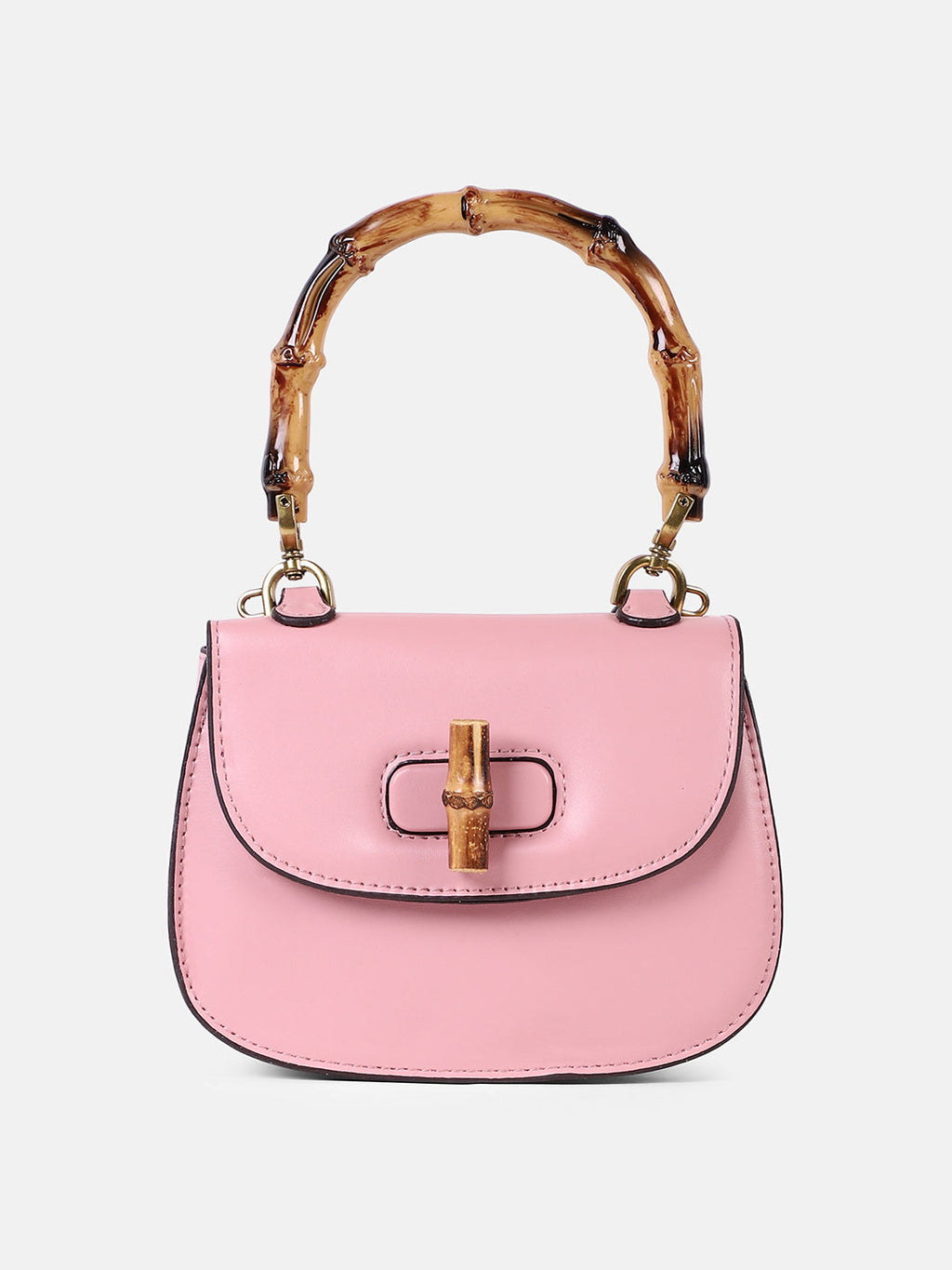 The Bamboo-Curve Hand Bag - Blush Pink