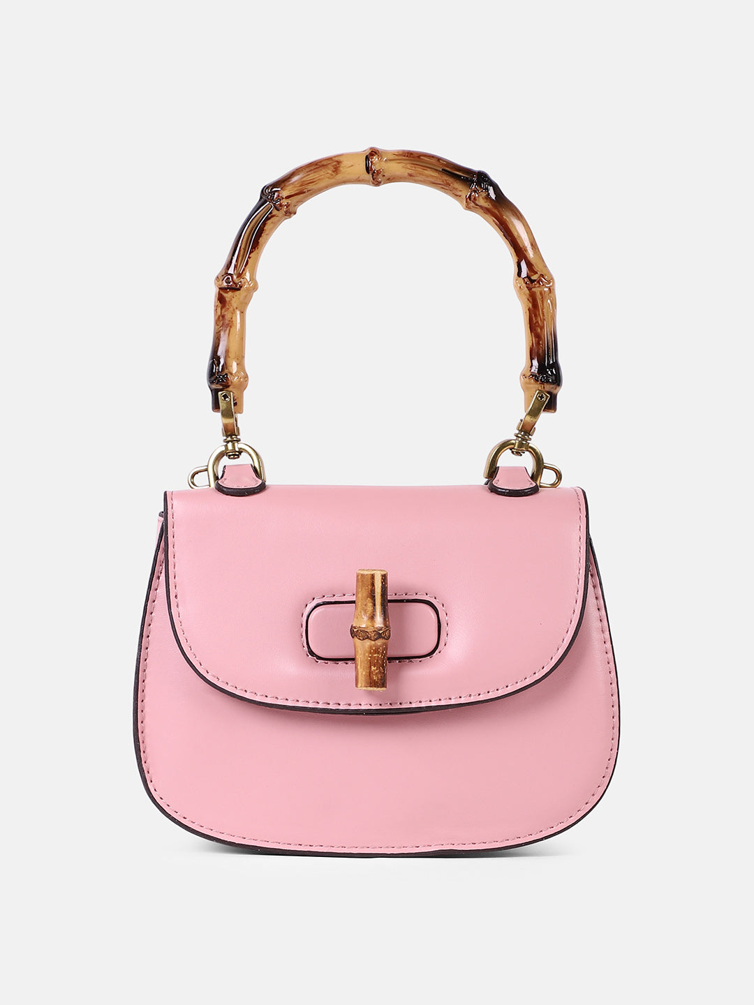 The Bamboo-Curve Hand Bag - Blush Pink