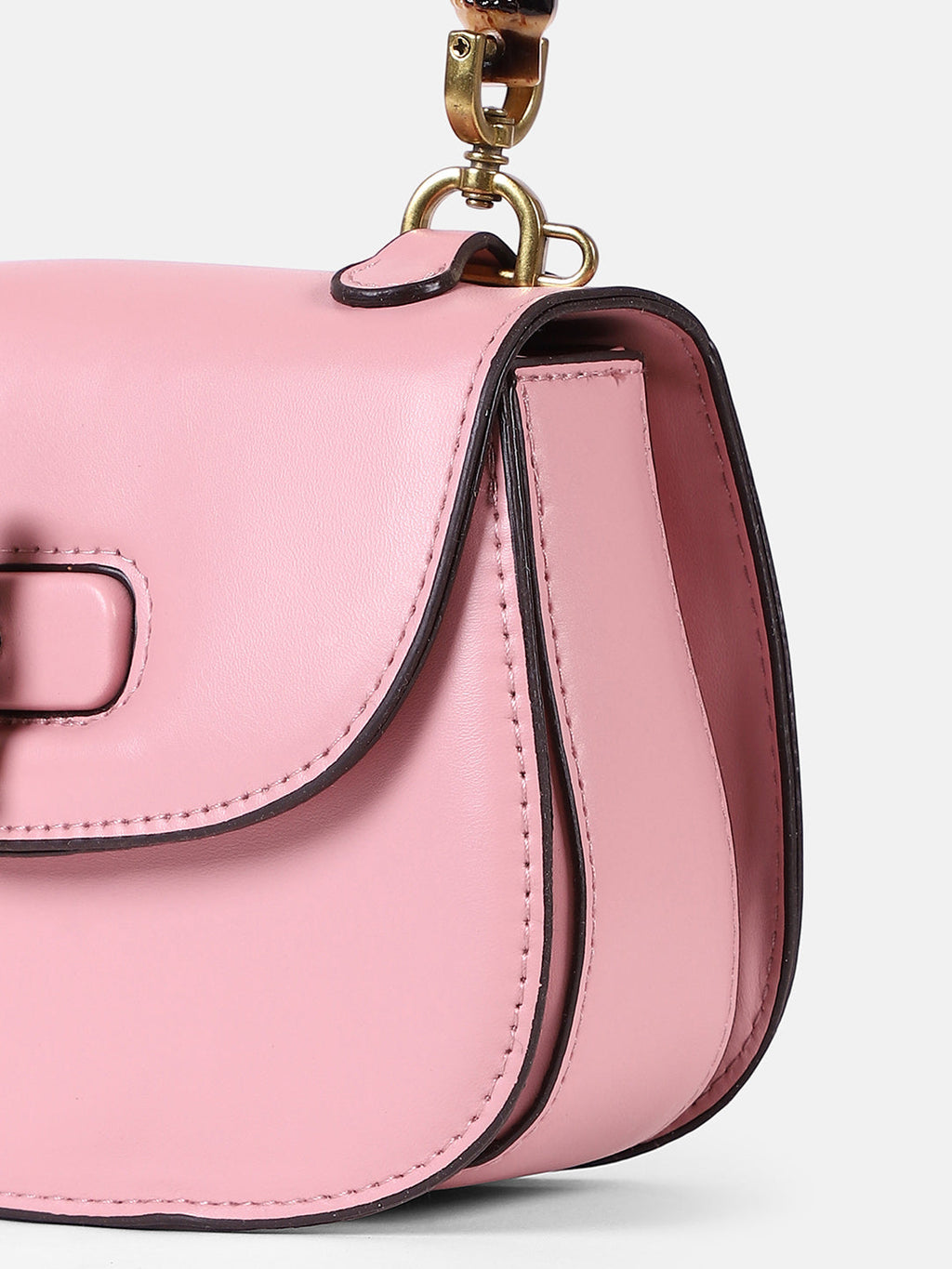 The Bamboo-Curve Hand Bag - Blush Pink
