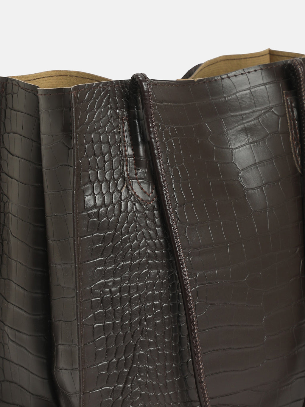 The Croc Texture Tote Bag-Deep Brown