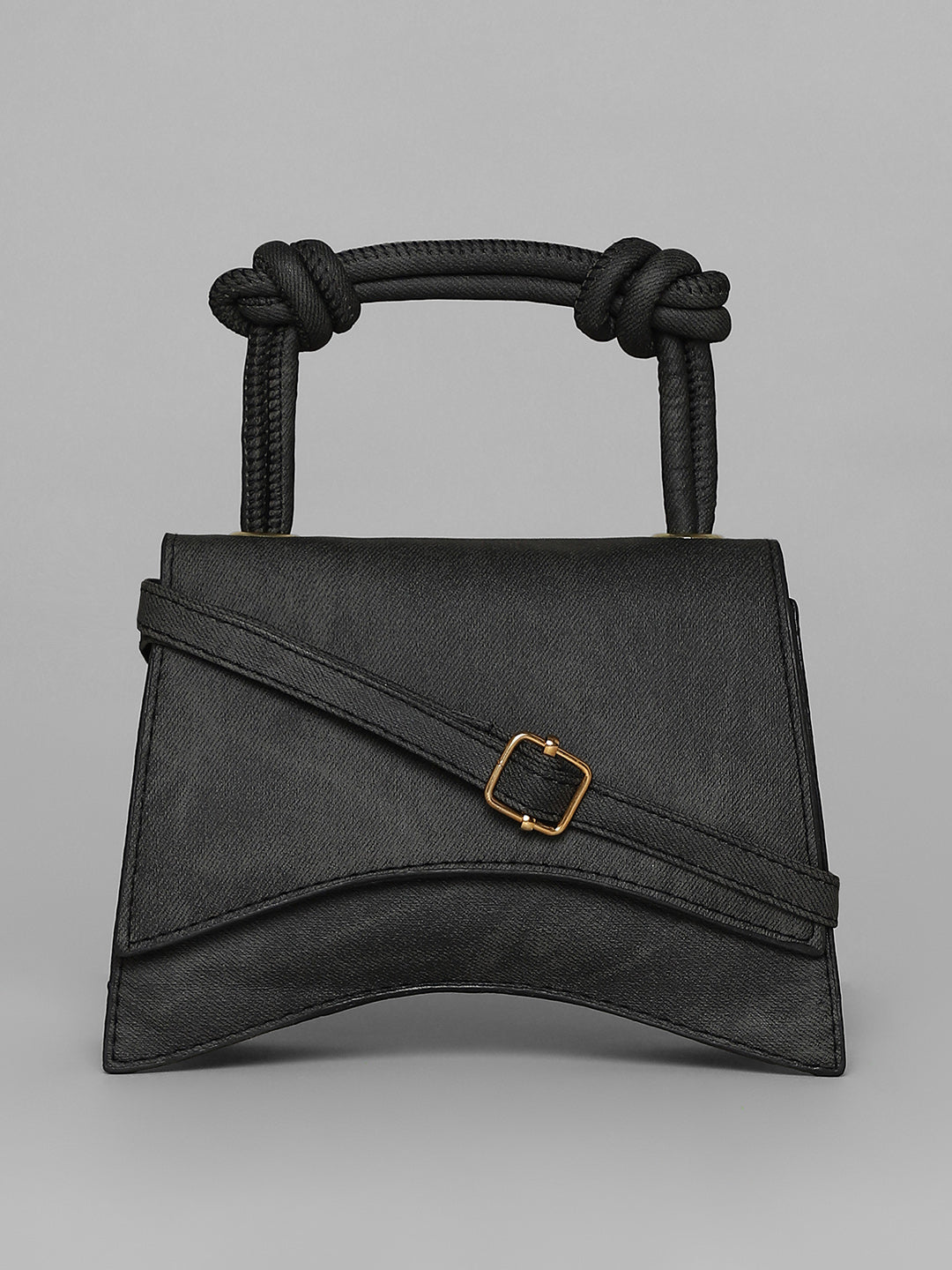 Washed-Concave Hand Bag - Charcoal Black