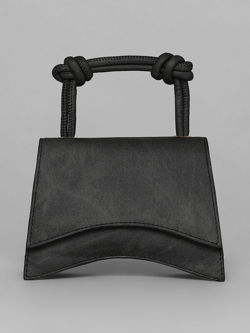 Washed-Concave Hand Bag - Charcoal Black