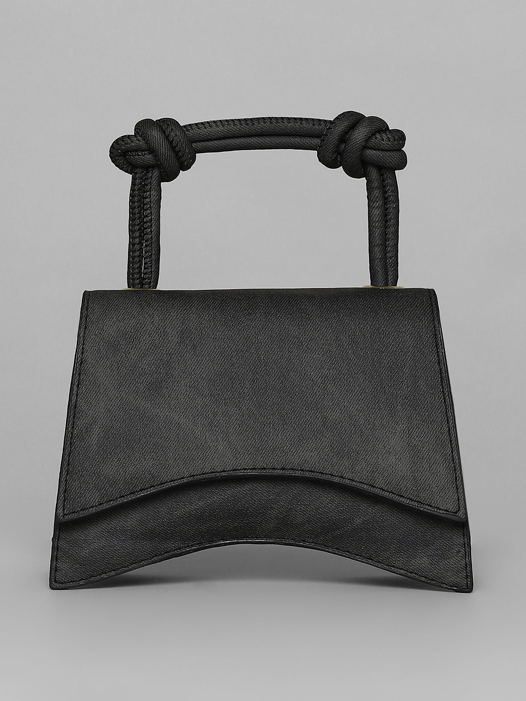 Washed-Concave Hand Bag - Charcoal Black