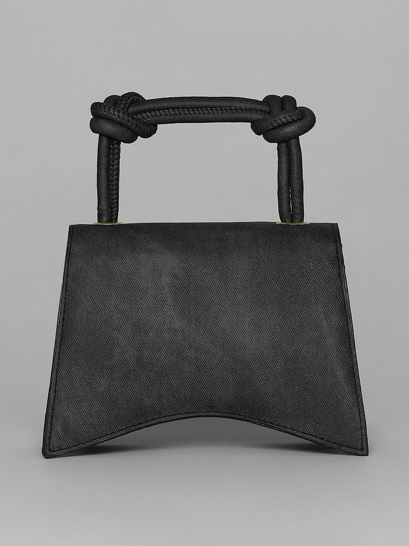 Washed-Concave Hand Bag - Charcoal Black