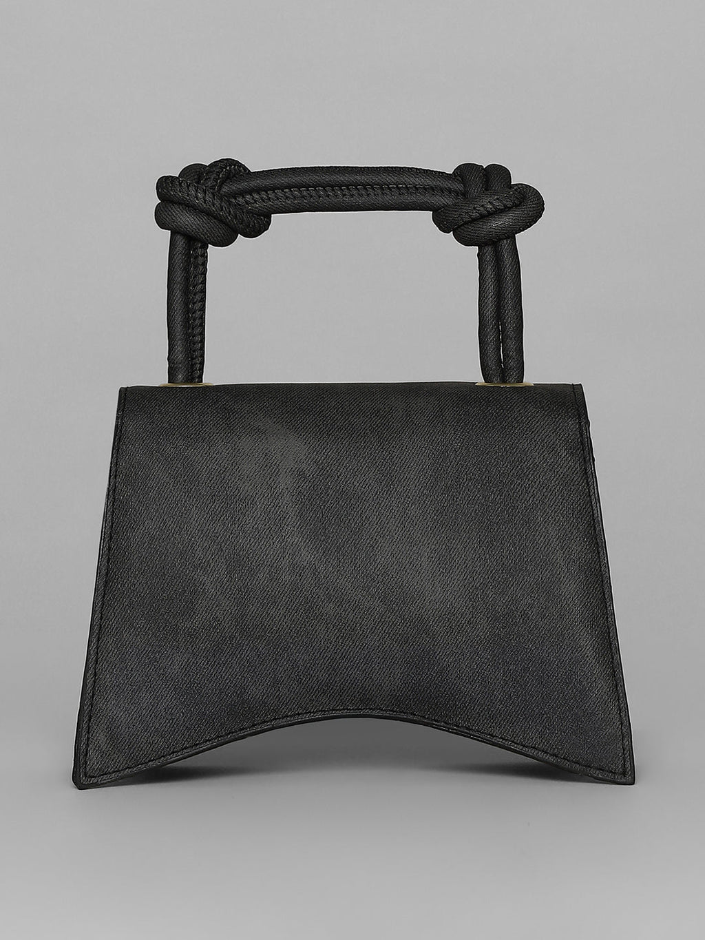 Washed-Concave Hand Bag - Charcoal Black