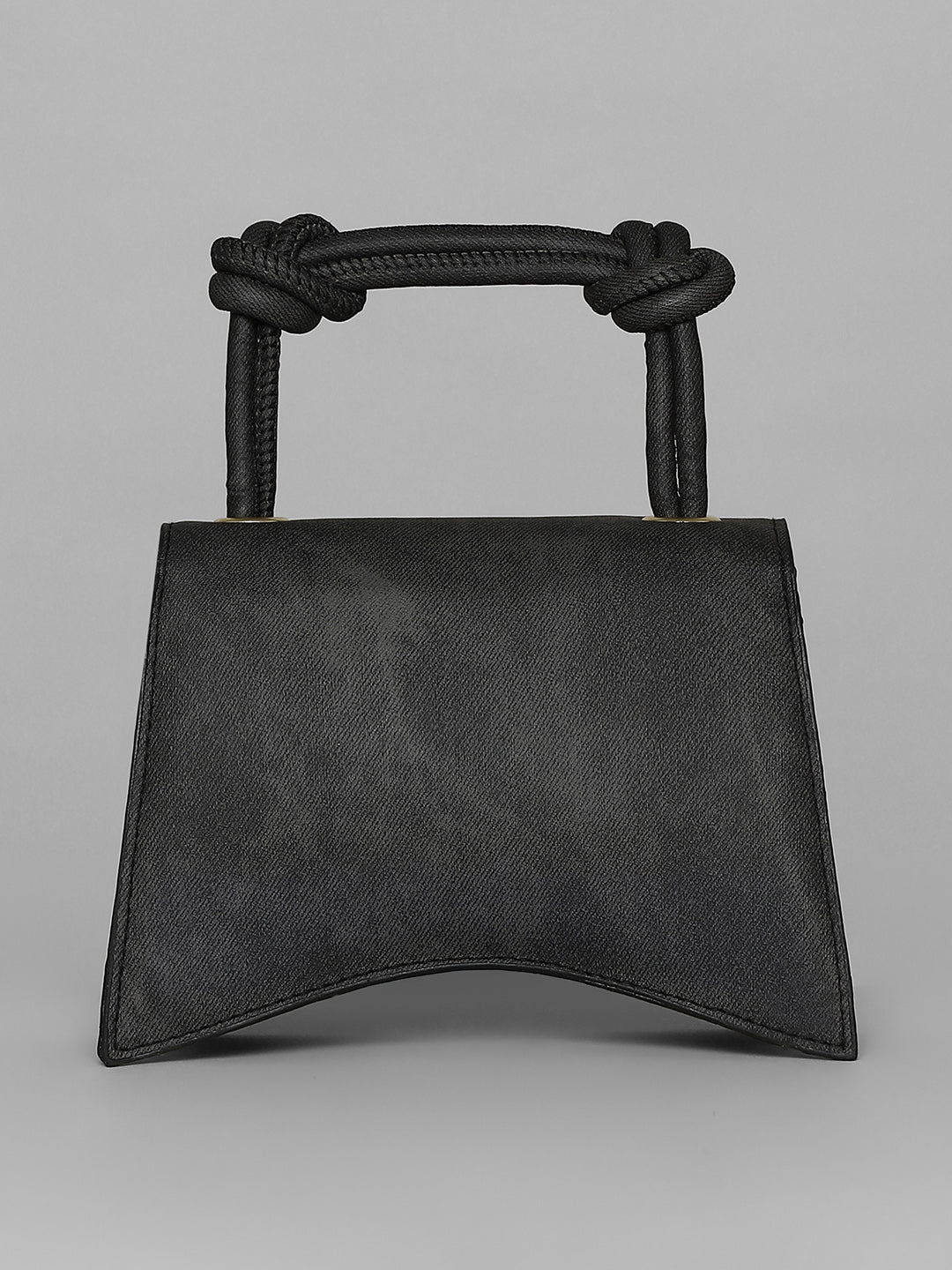 Washed-Concave Hand Bag - Charcoal Black