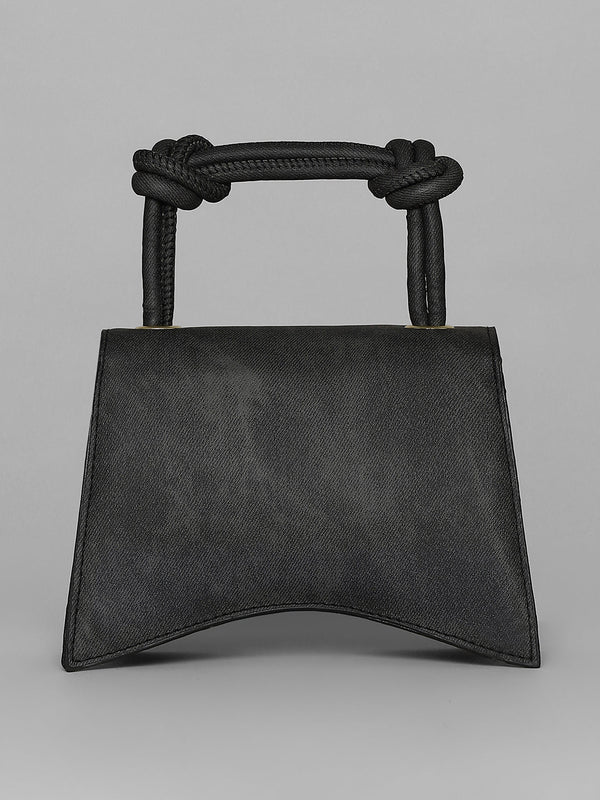 Washed-Concave Hand Bag - Charcoal Black