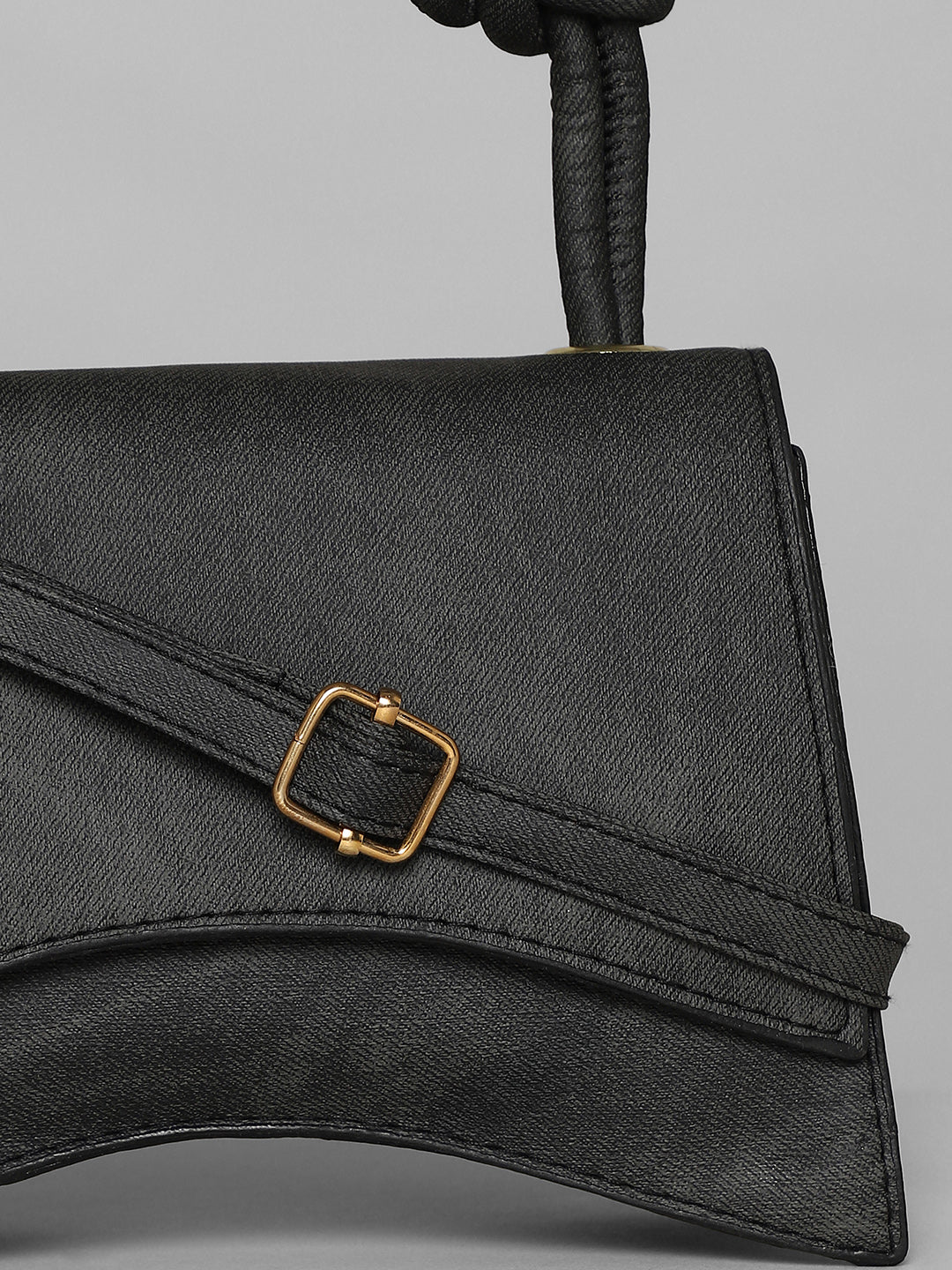 Washed-Concave Hand Bag - Charcoal Black