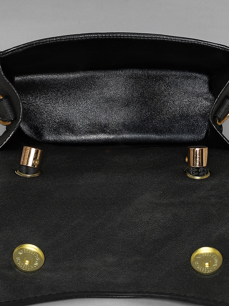 Washed-Concave Hand Bag - Charcoal Black