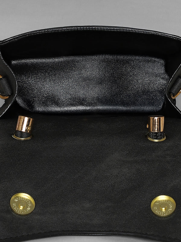 Washed-Concave Hand Bag - Charcoal Black
