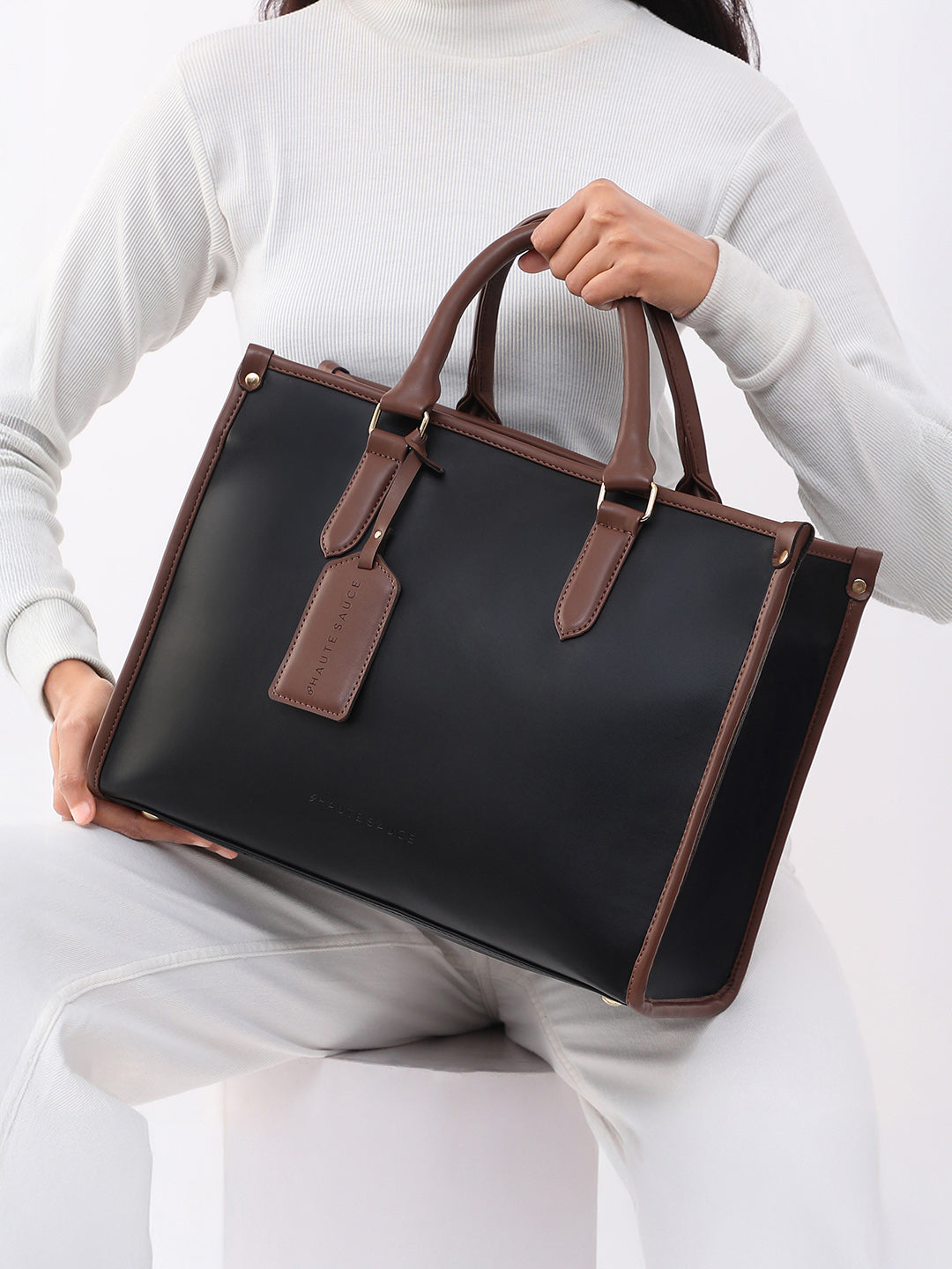 The Two-Tone Edge Office Bag - Midnight Black
