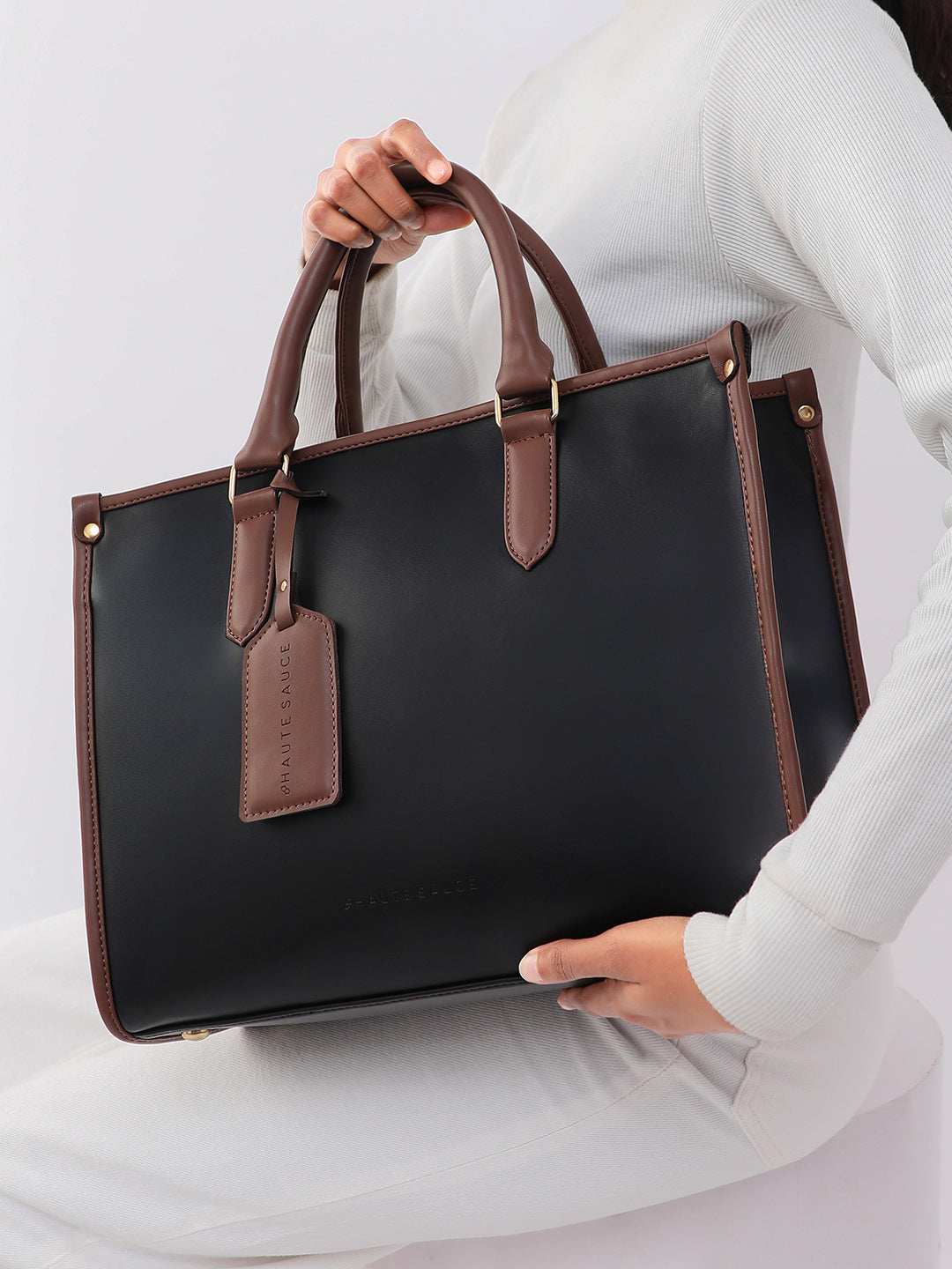 The Two-Tone Edge Office Bag - Midnight Black