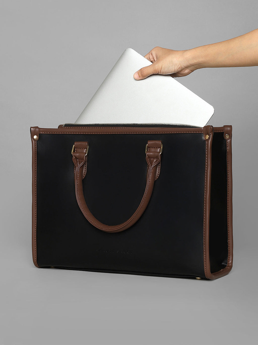 The Two-Tone Edge Office Bag - Midnight Black