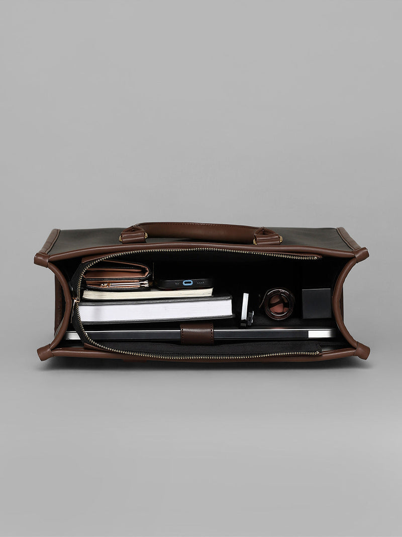 The Two-Tone Edge Office Bag - Midnight Black