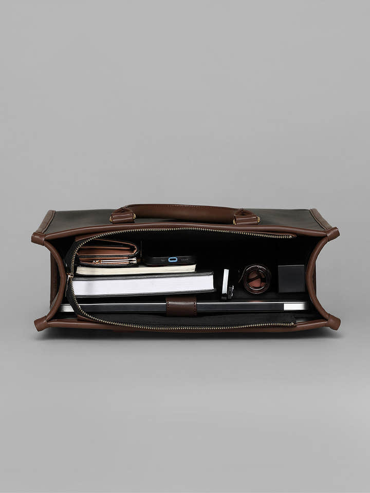 The Two-Tone Edge Office Bag - Midnight Black