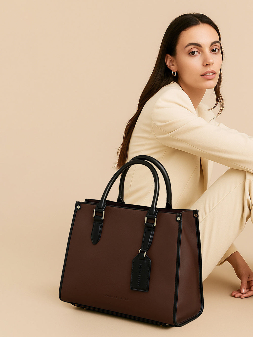 The Two-Tone Edge Office Bag - Chocolate Brown