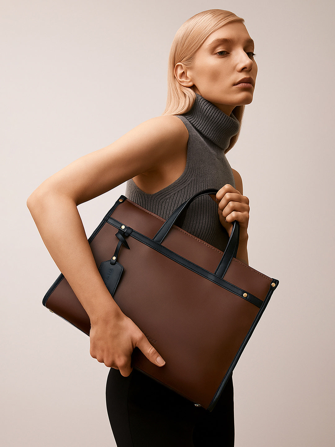 The Two-Tone Edge Office Bag - Chocolate Brown