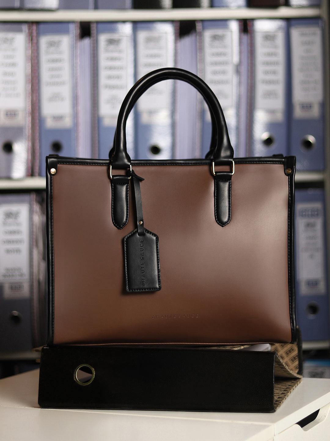 The Two-Tone Edge Office Bag - Chocolate Brown