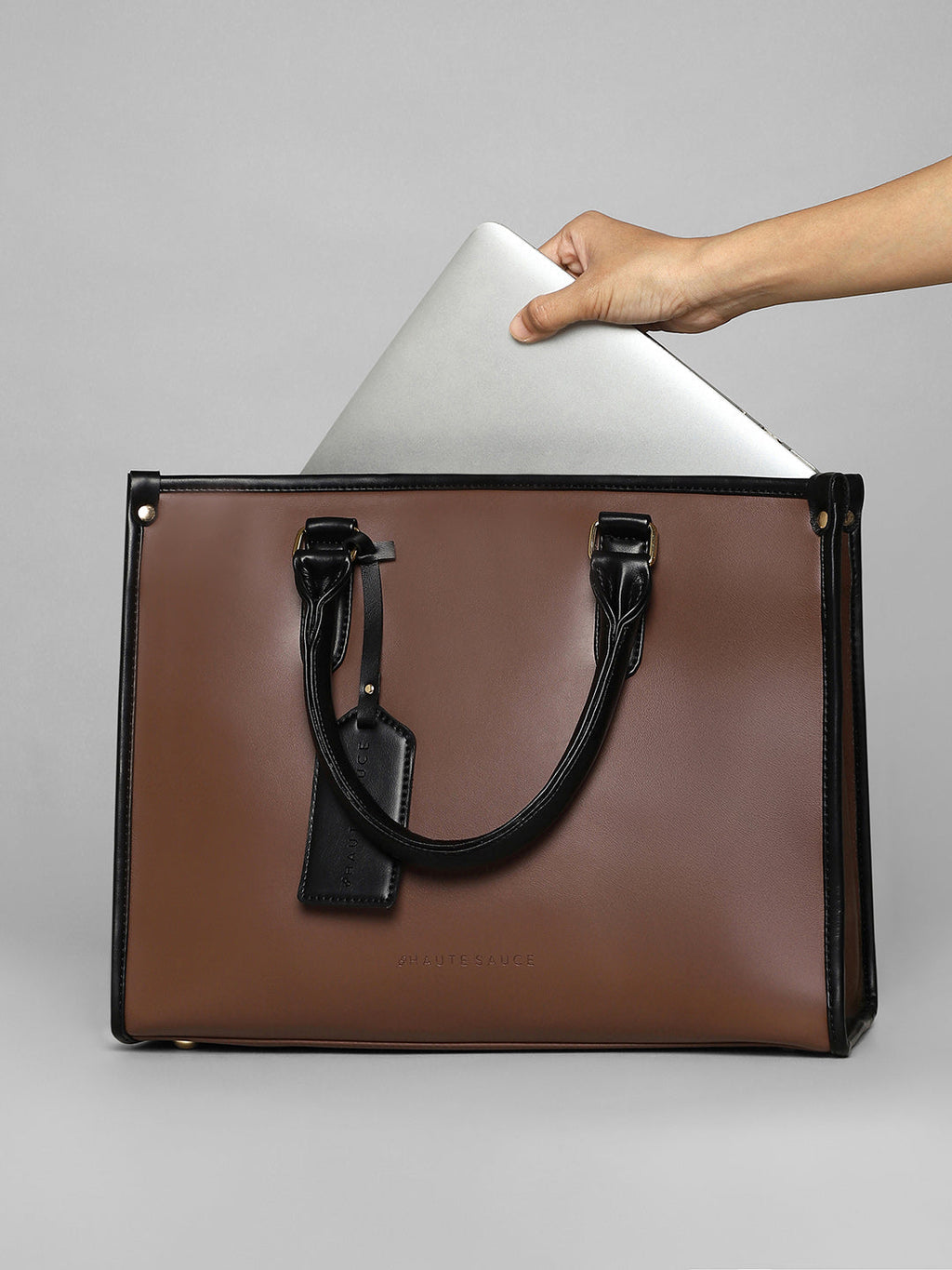 The Two-Tone Edge Office Bag - Chocolate Brown