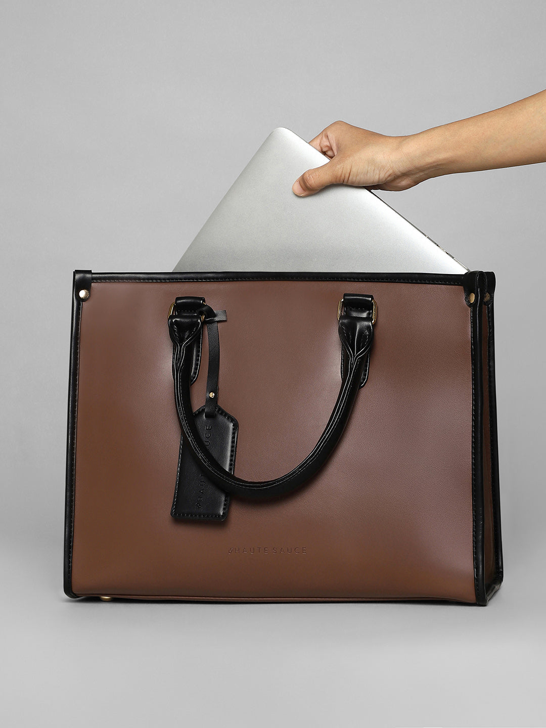 The Two-Tone Edge Office Bag - Chocolate Brown