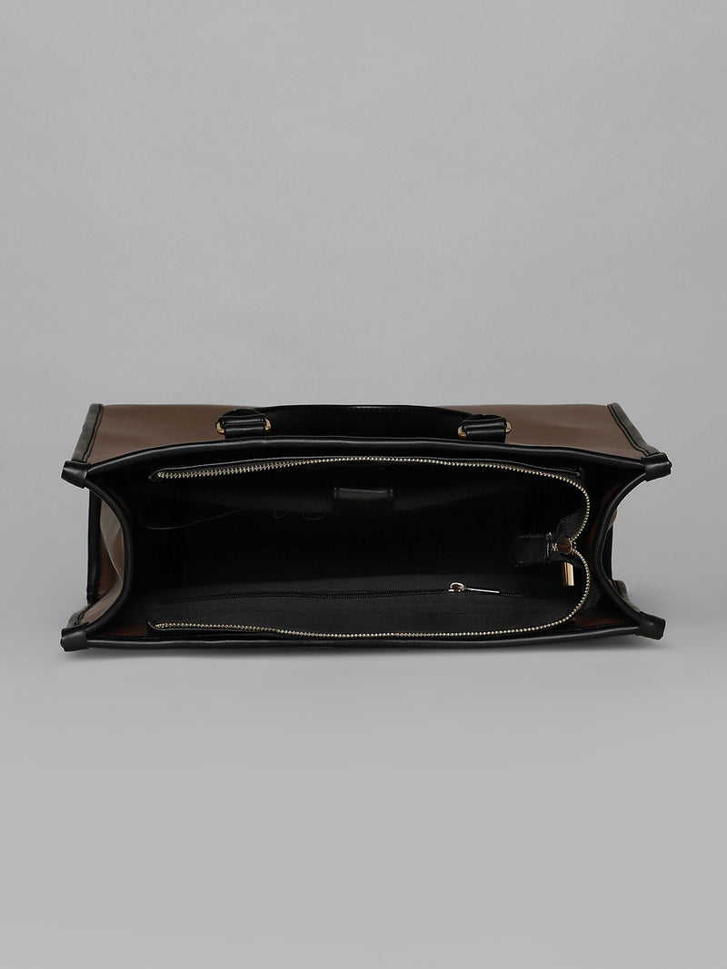 The Two-Tone Edge Office Bag - Chocolate Brown