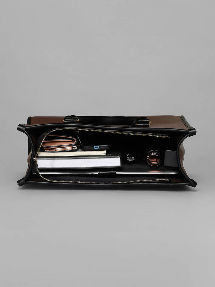 The Two-Tone Edge Office Bag - Chocolate Brown