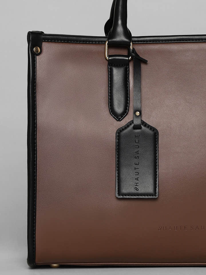 The Two-Tone Edge Office Bag - Chocolate Brown