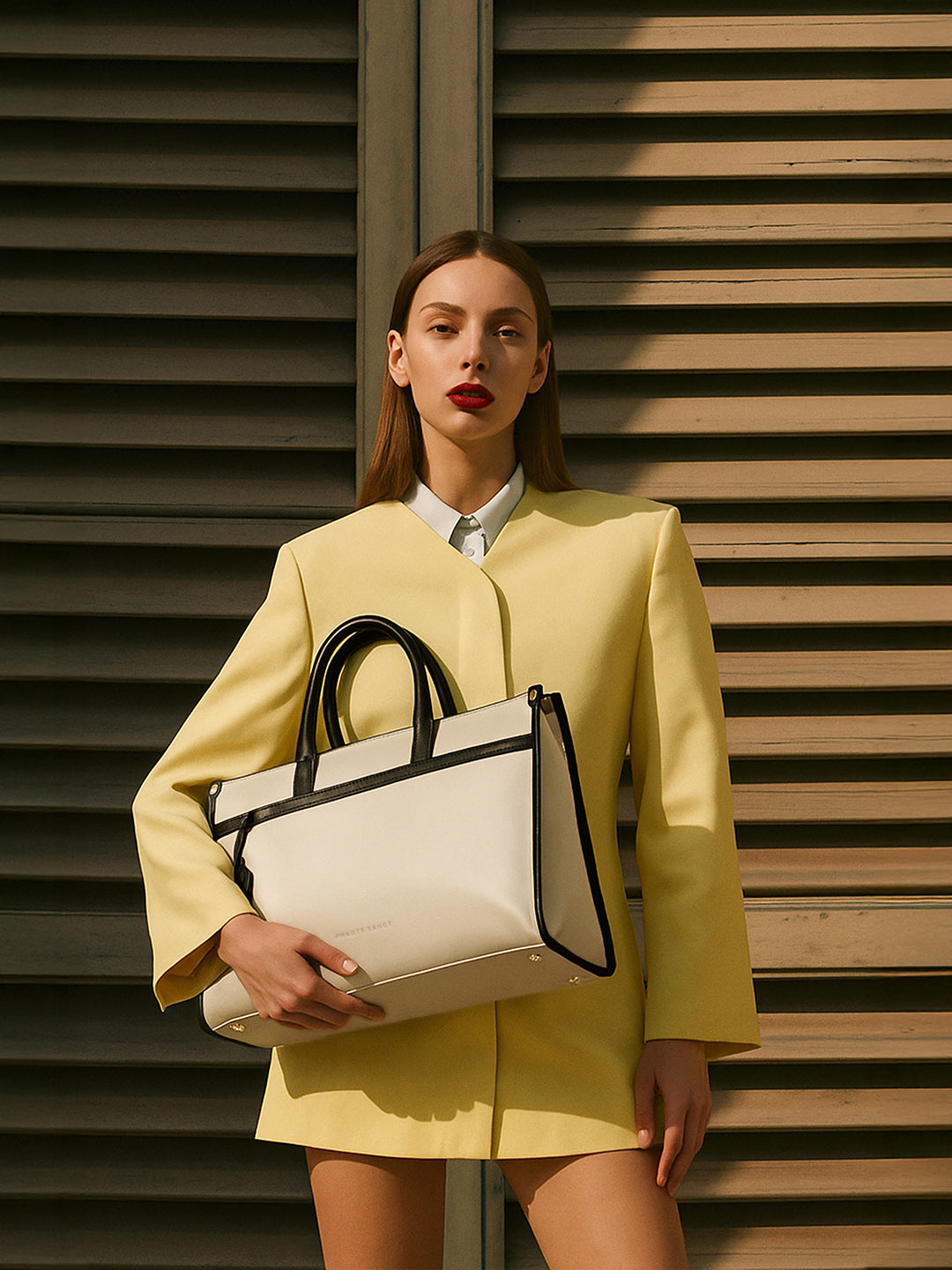 The Two-Tone Edge Office Bag - Cream White