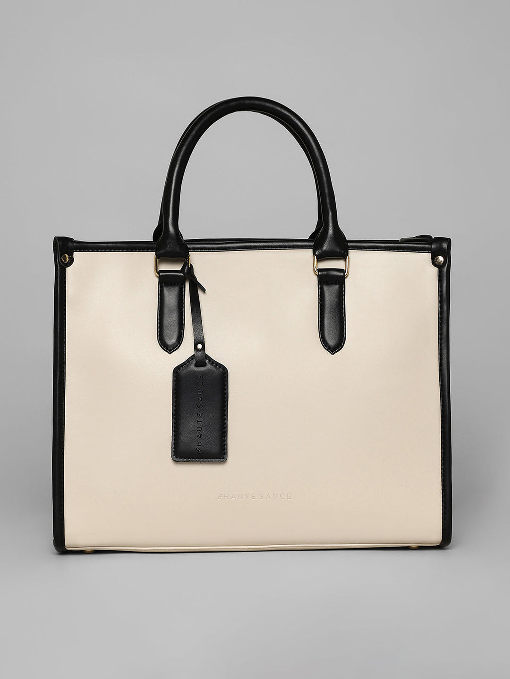 The Two-Tone Edge Office Bag - Cream White