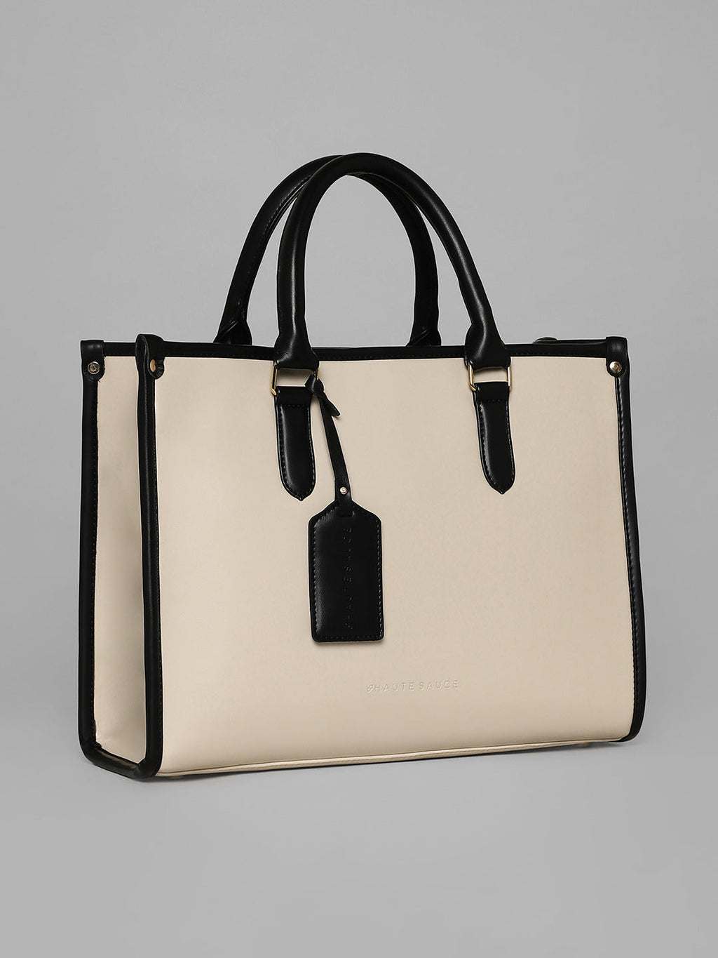The Two-Tone Edge Office Bag - Cream White