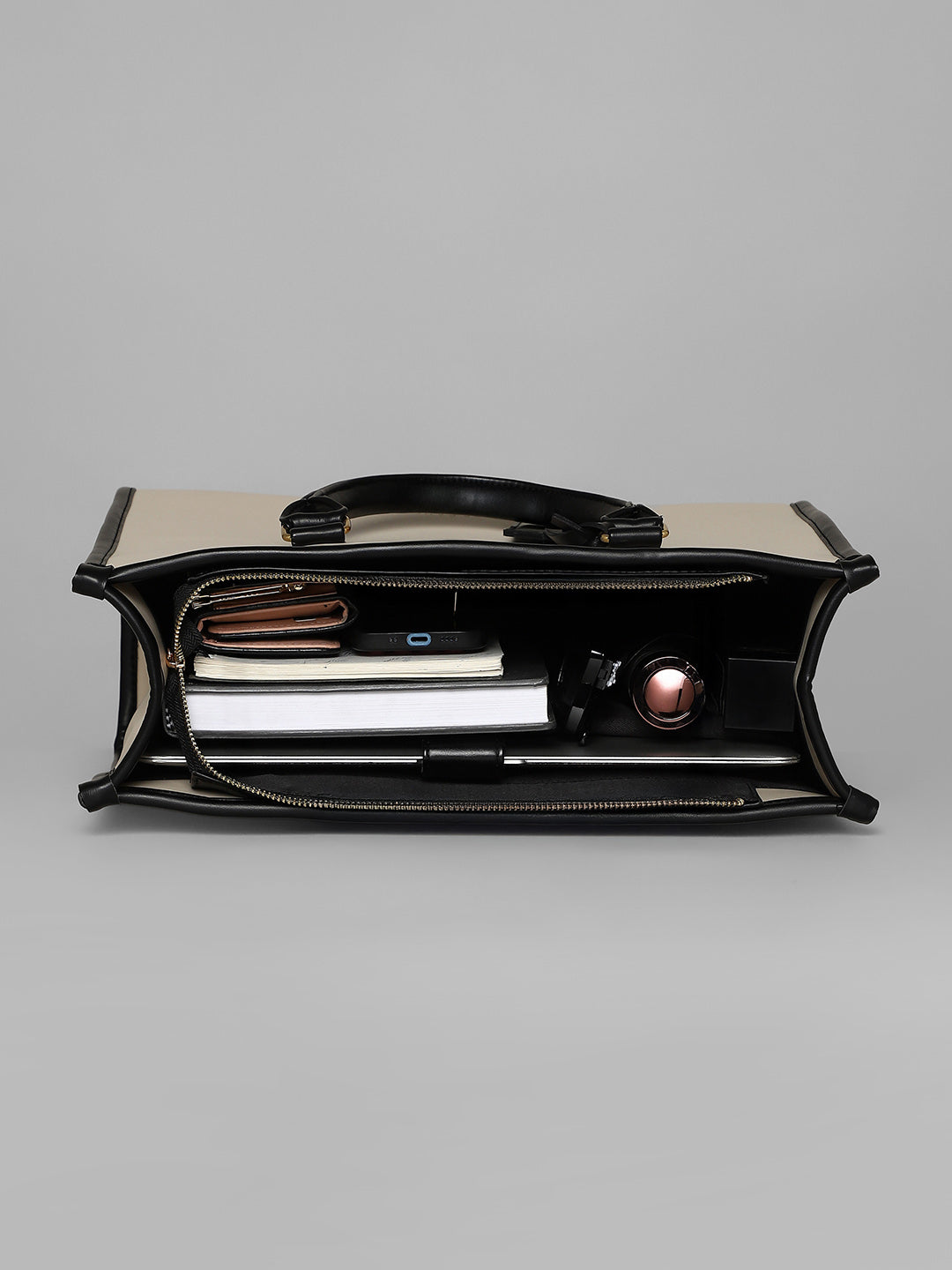 The Two-Tone Edge Office Bag - Cream White