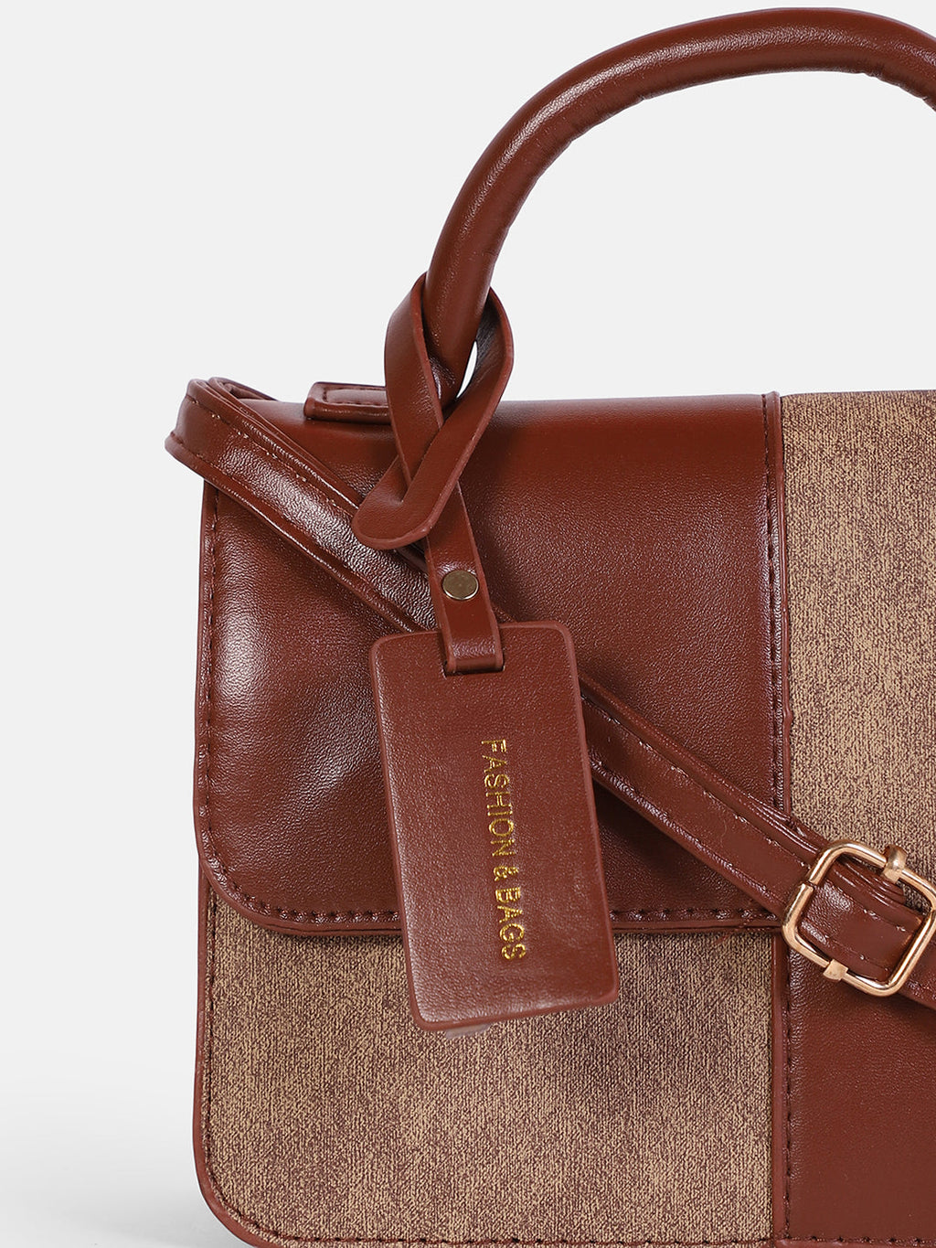 The Check-Block Hand Bag - Tan brown