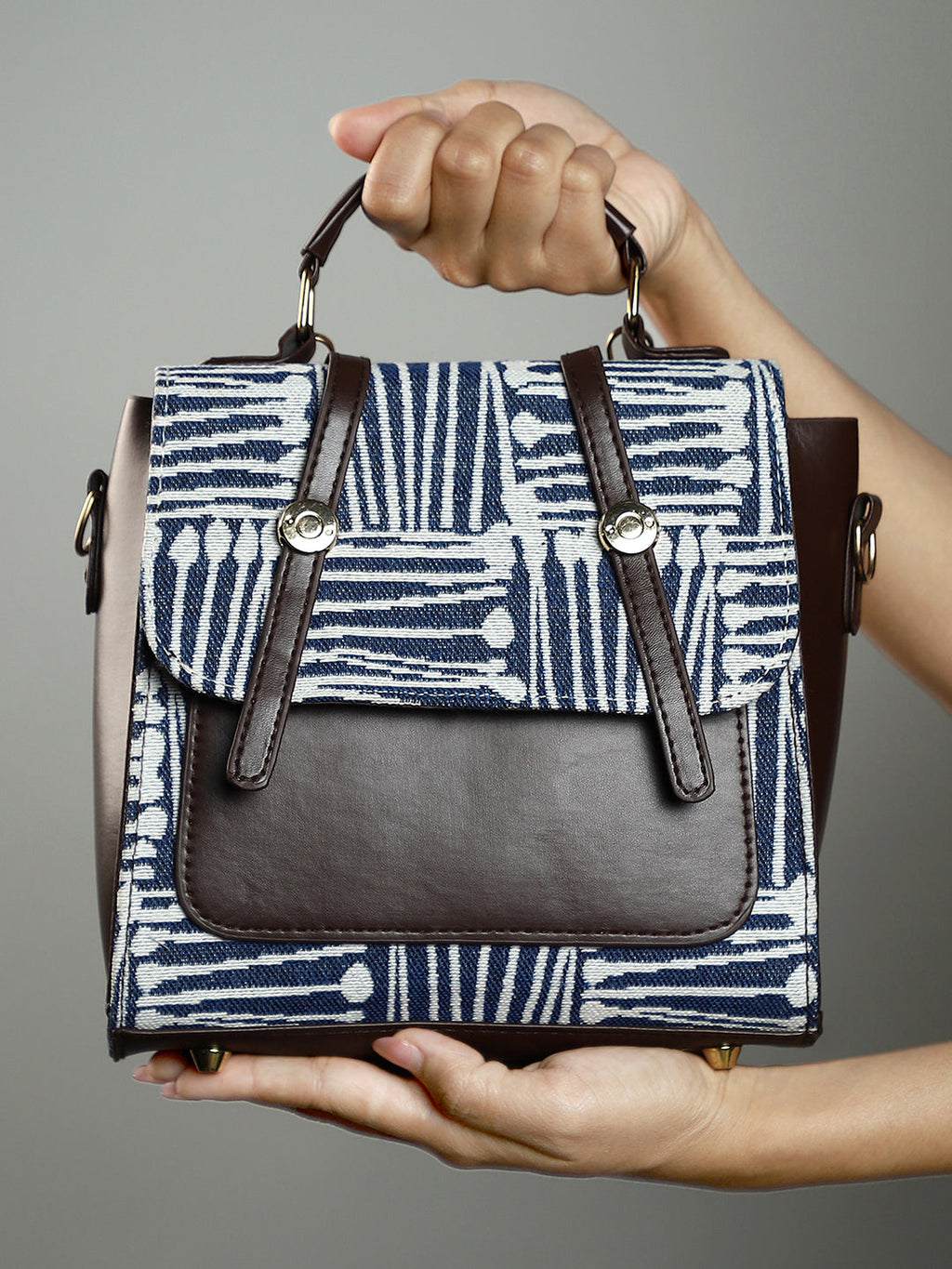 The Indie-Folk Backpack - Indigo Blue & Chocolate Brown