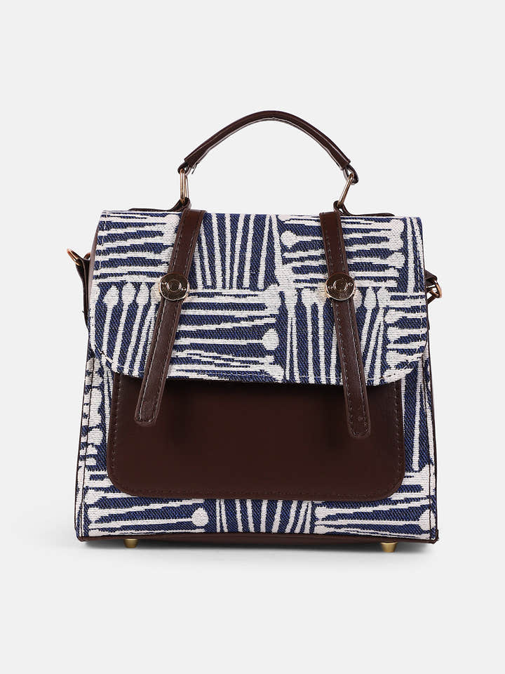 The Indie-Folk Backpack - Indigo Blue & Chocolate Brown