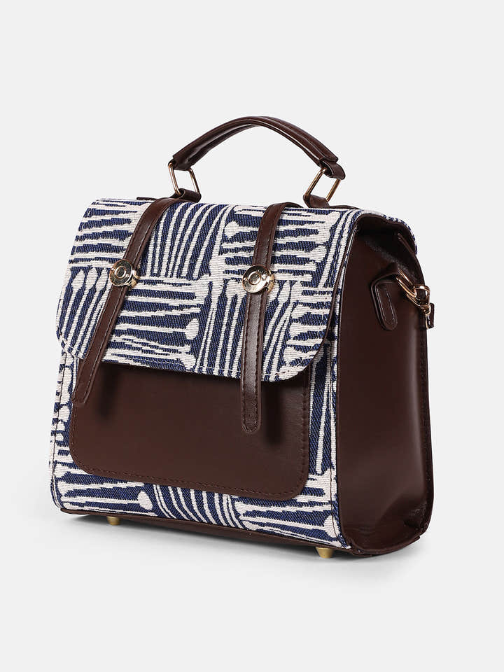 The Indie-Folk Backpack - Indigo Blue & Chocolate Brown