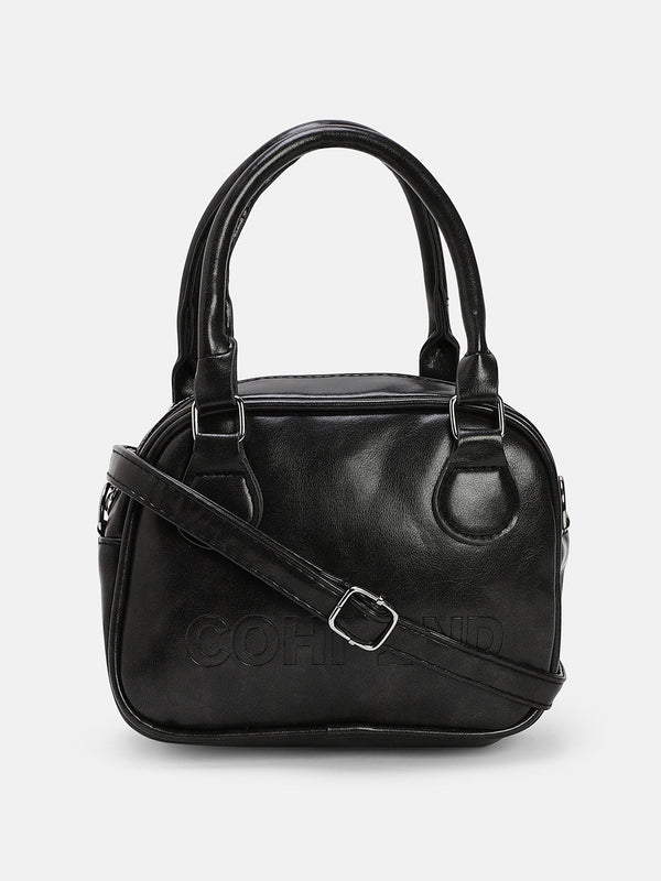 The Square-Bowling Hand Bag - Onyx Black