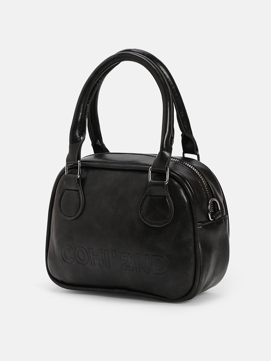 The Square-Bowling Hand Bag - Onyx Black