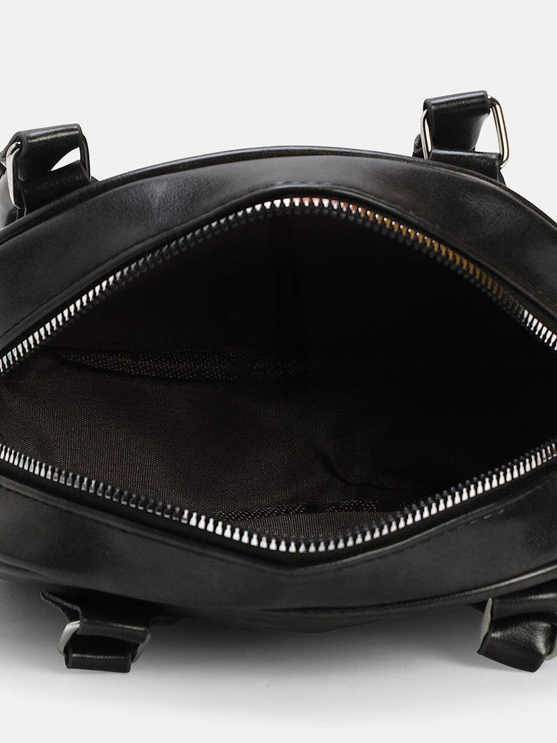 The Square-Bowling Hand Bag - Onyx Black