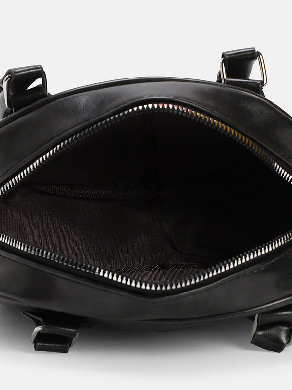 The Square-Bowling Hand Bag - Onyx Black