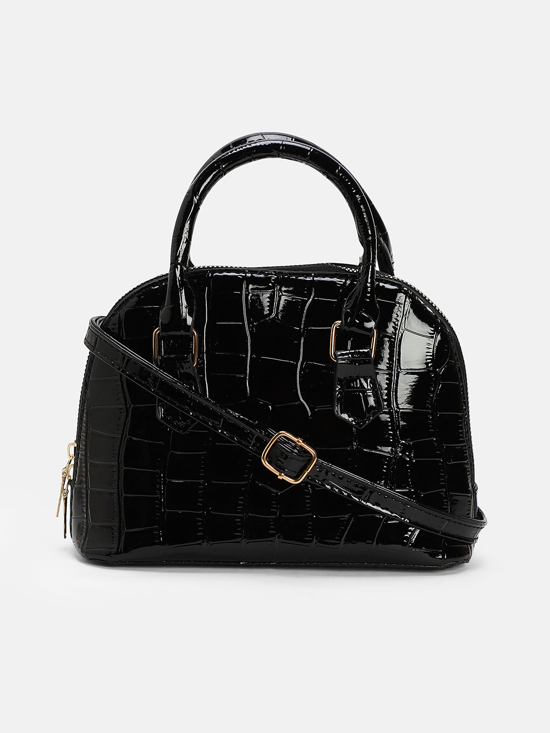 The Curve-Bowling Hand Bag - Onyx Black