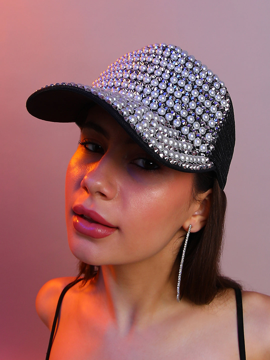 Studded Pearl Baseball Cap