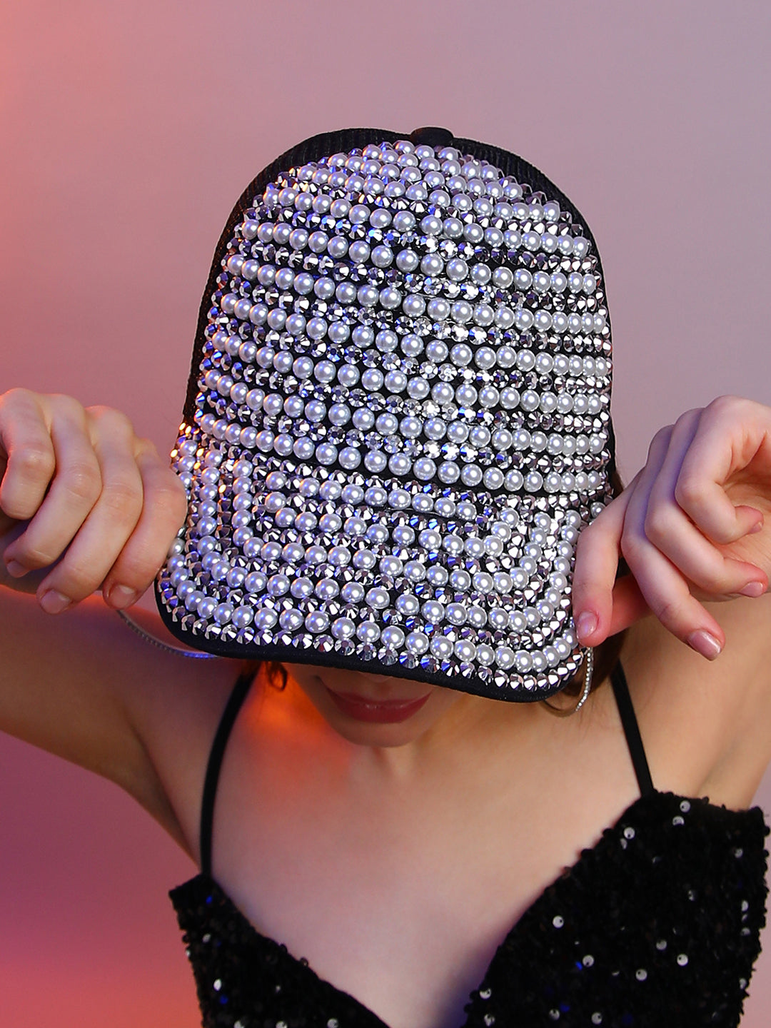Studded Pearl Baseball Cap